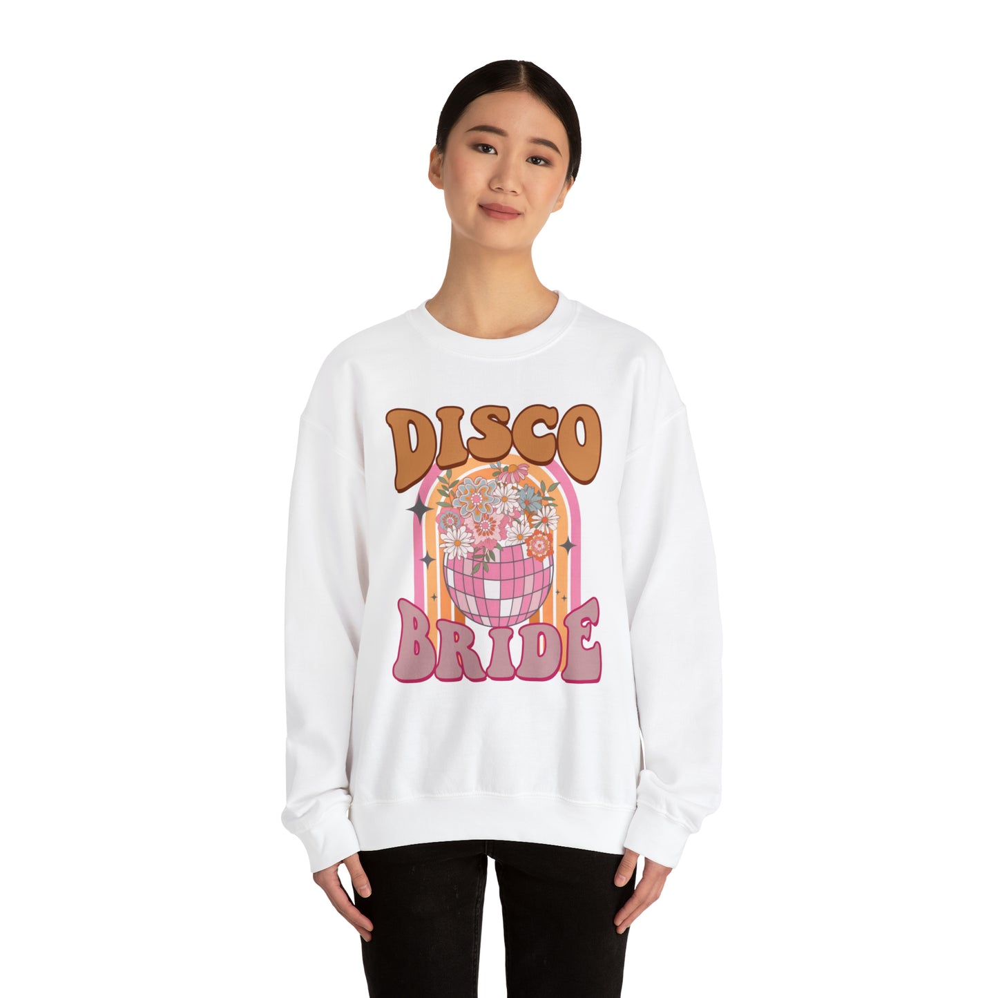 Retro Disco Bride Mirror Ball Bride Unisex Heavy Blend™ Crewneck Sweatshirt