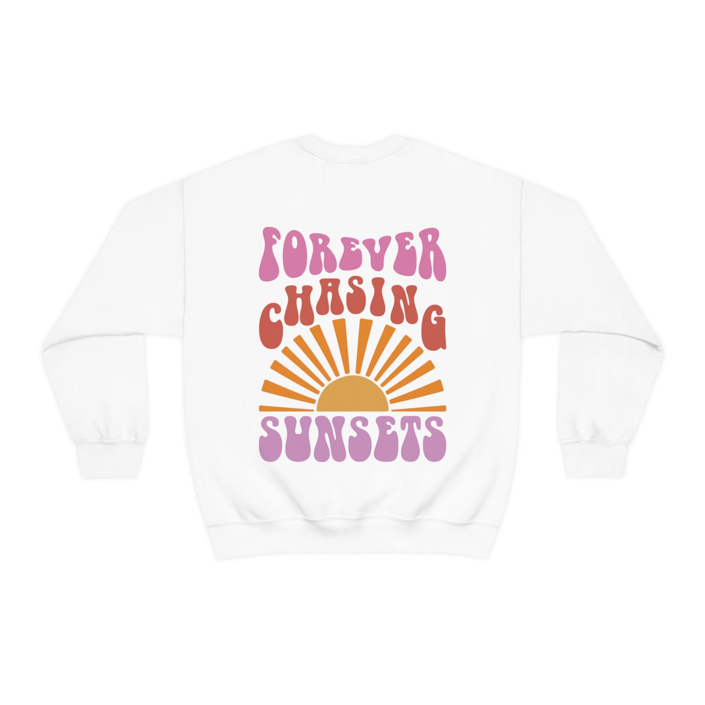 "Forever Chasing Sunsets" (Front & Back Design) - Unisex Heavy Blend™ Crewneck Sweatshirt