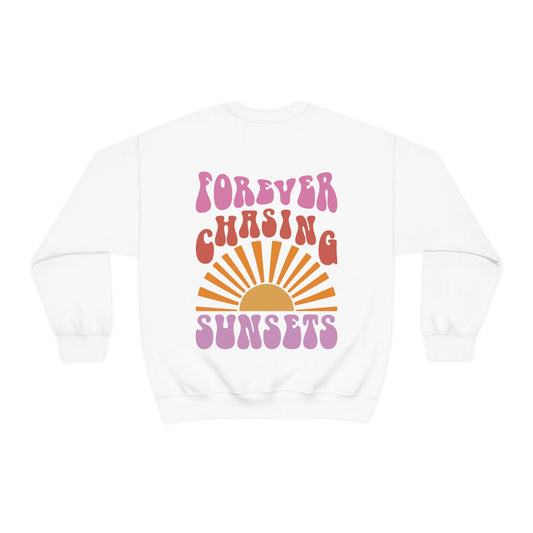 "Forever Chasing Sunsets" (Front & Back Design) - Unisex Heavy Blend™ Crewneck Sweatshirt