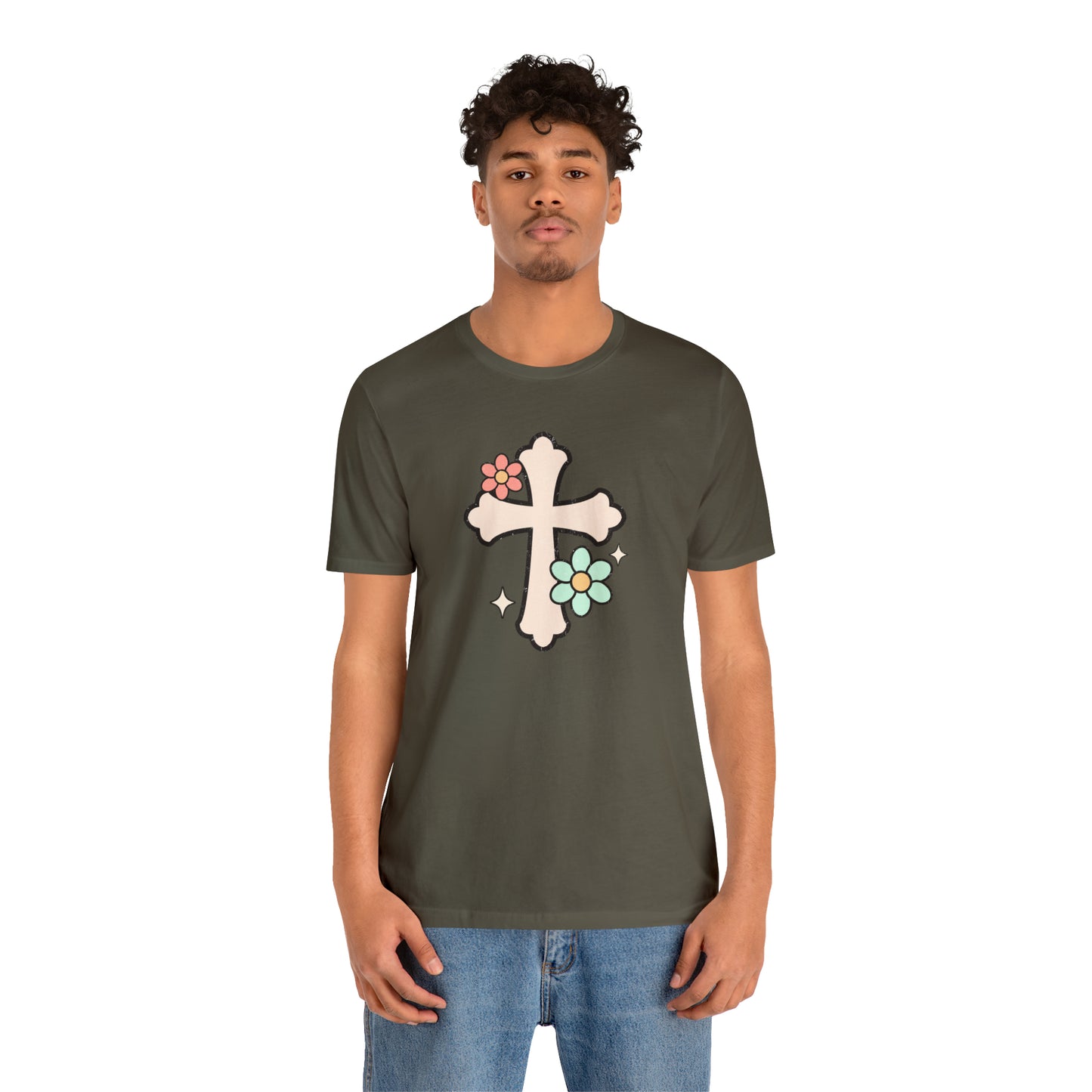 Vintage Floral Boho Cross T-Shirt