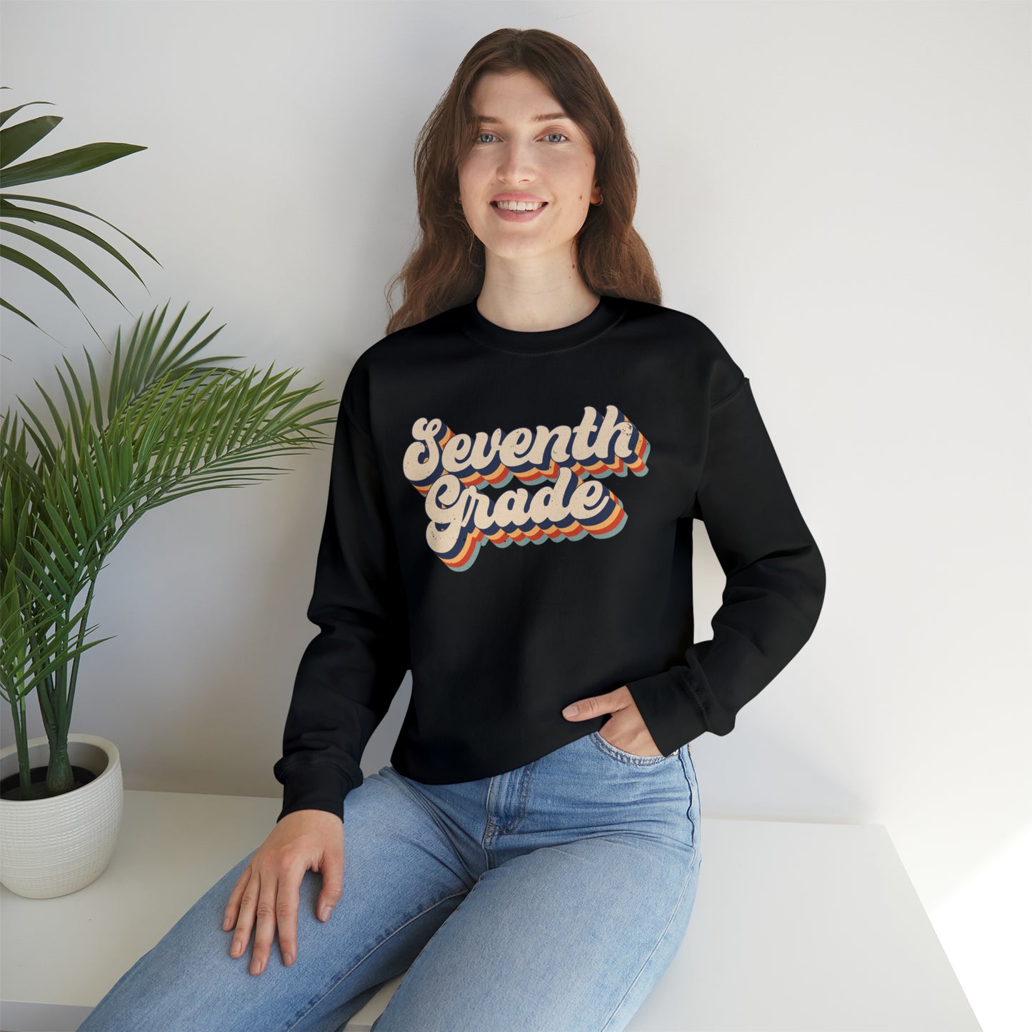 Retro Seventh Grade Unisex Heavy Blend™ Crewneck Sweatshirt