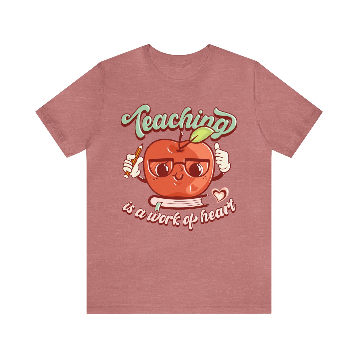 Vintage Teaching is a Work of Heart Unisex Jersey Short Sleeve Tee