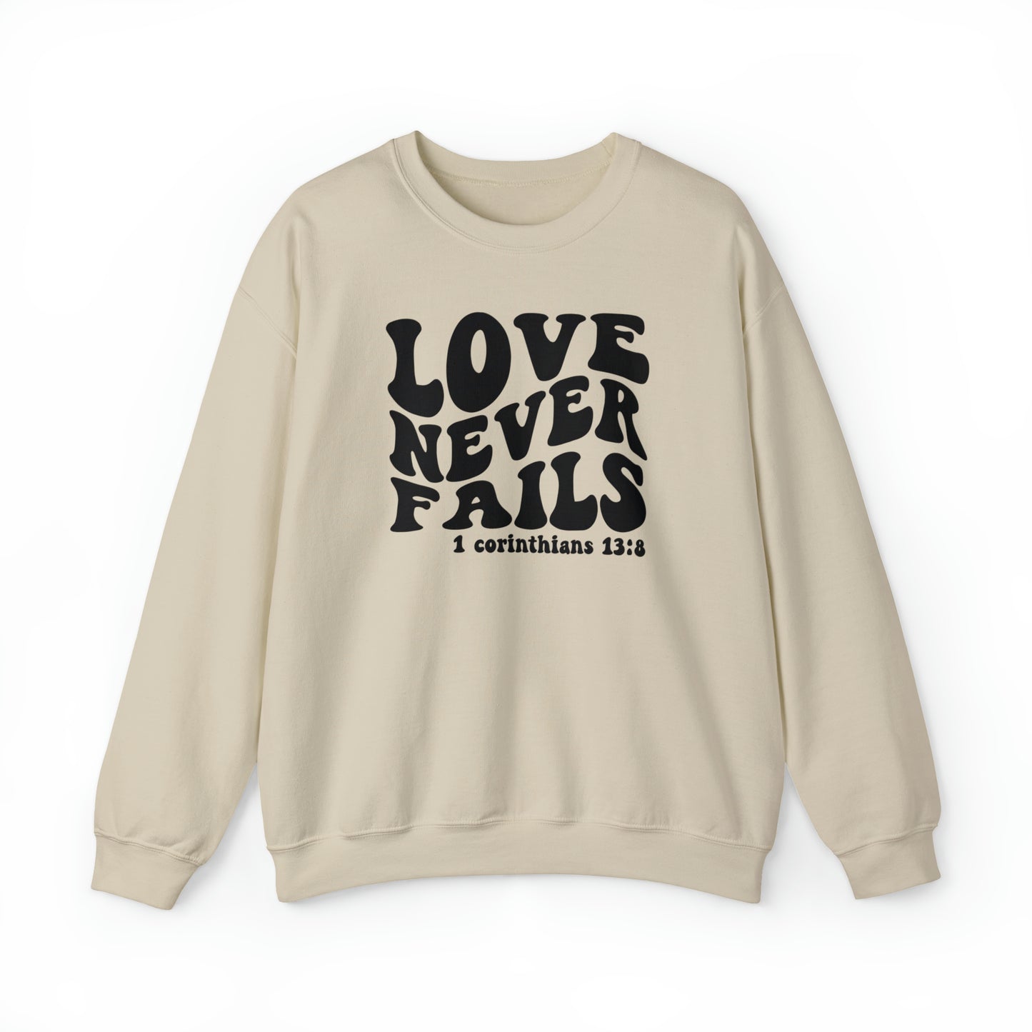 Love Never Fails Black Logo Unisex Heavy Blend™ Crewneck Sweatshirt