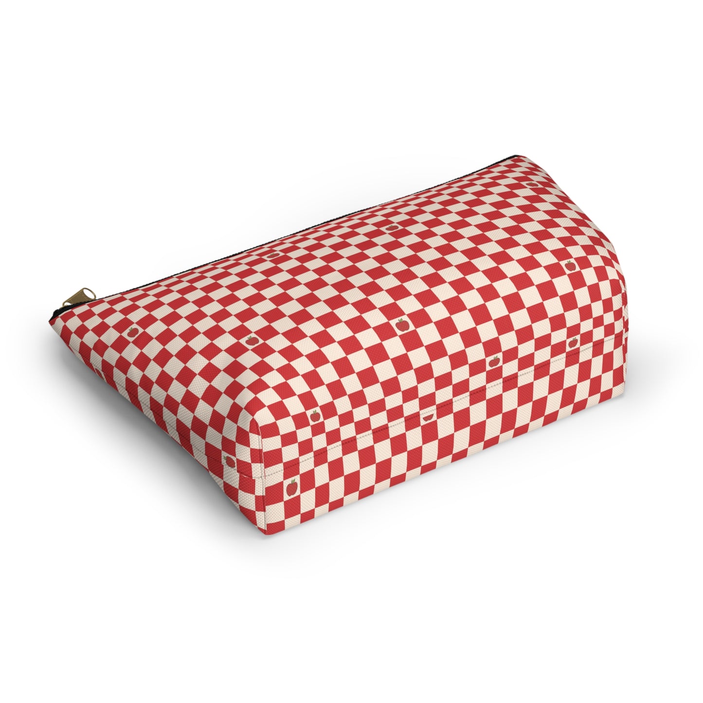 Rustic Apple Red Checkered Print Design Accessory Pouch w T-bottom