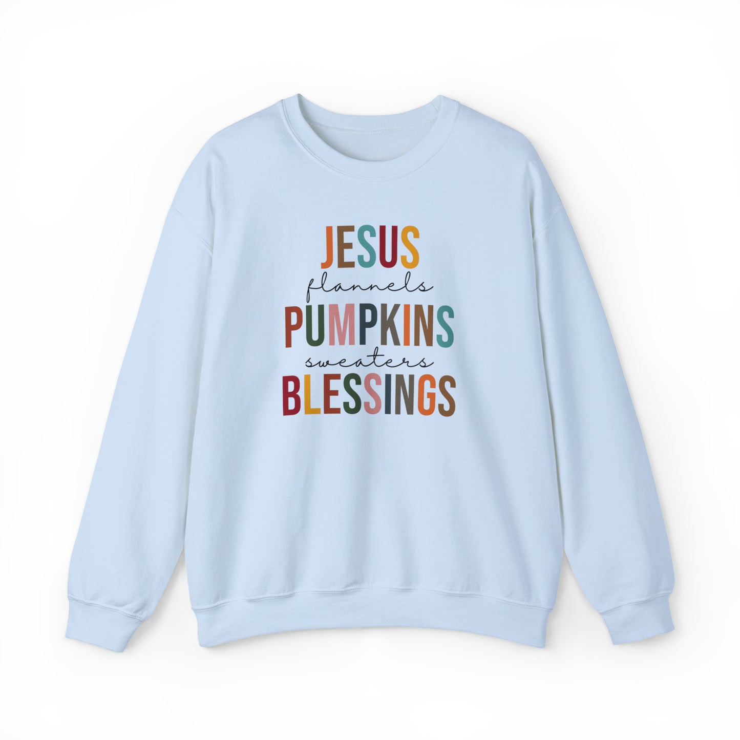 Jesus Flannels Pumpkins Sweaters Blessings Fall Halloween Retro Warm Colored  Unisex Heavy Blend™ Crewneck Sweatshirt