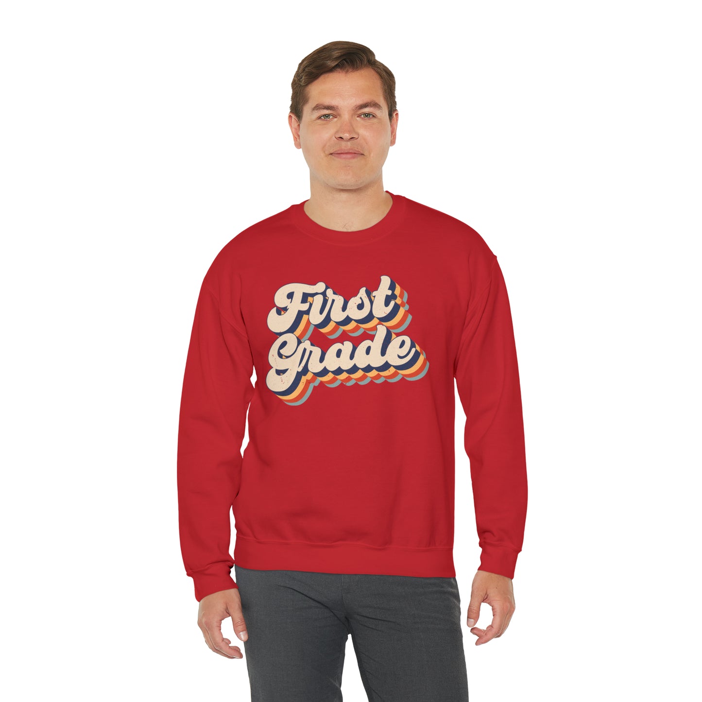 Retro 1st Grade Unisex Heavy Blend™ Crewneck Sweatshirt