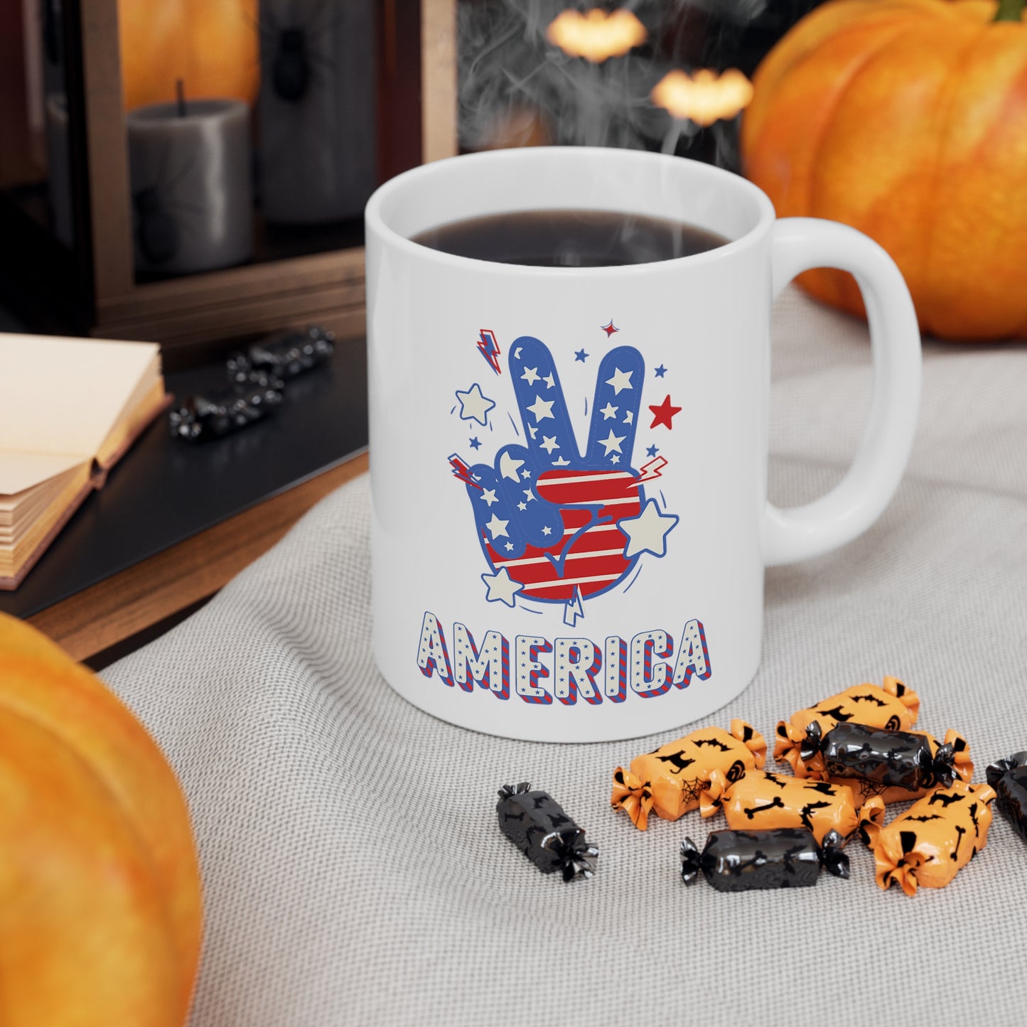 USA/ United States Peace Sign America Ceramic Mug 11oz