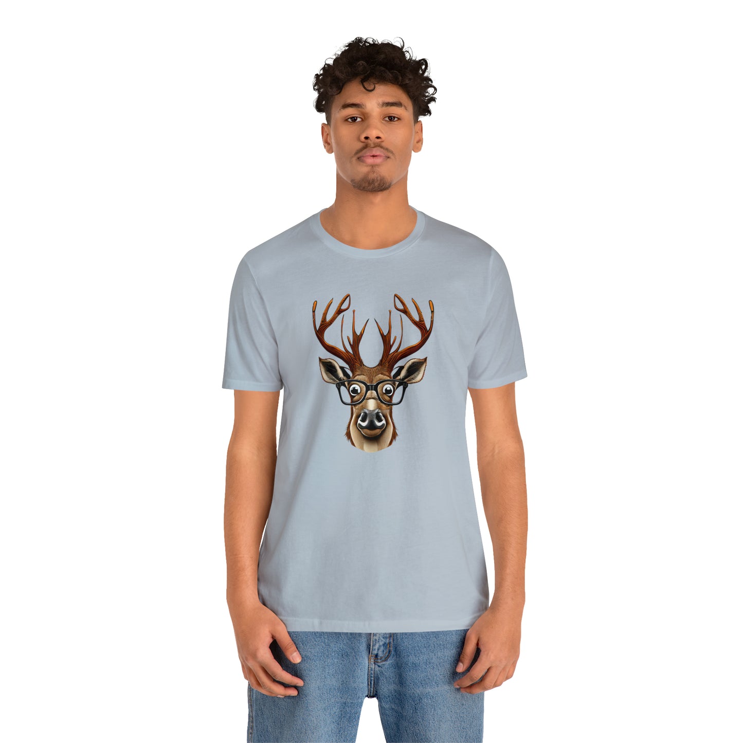 Deer/ Reindeer with Glasses Country and Christmas Unisex Jersey Short Sleeve Tee