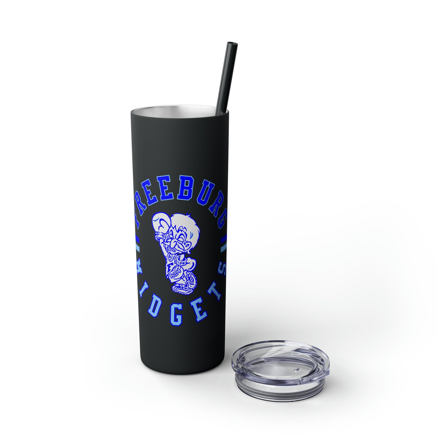 Freeburg Midgets Multi-Striped Circle Logo Skinny Tumbler with Pick your Color Straw, 20oz