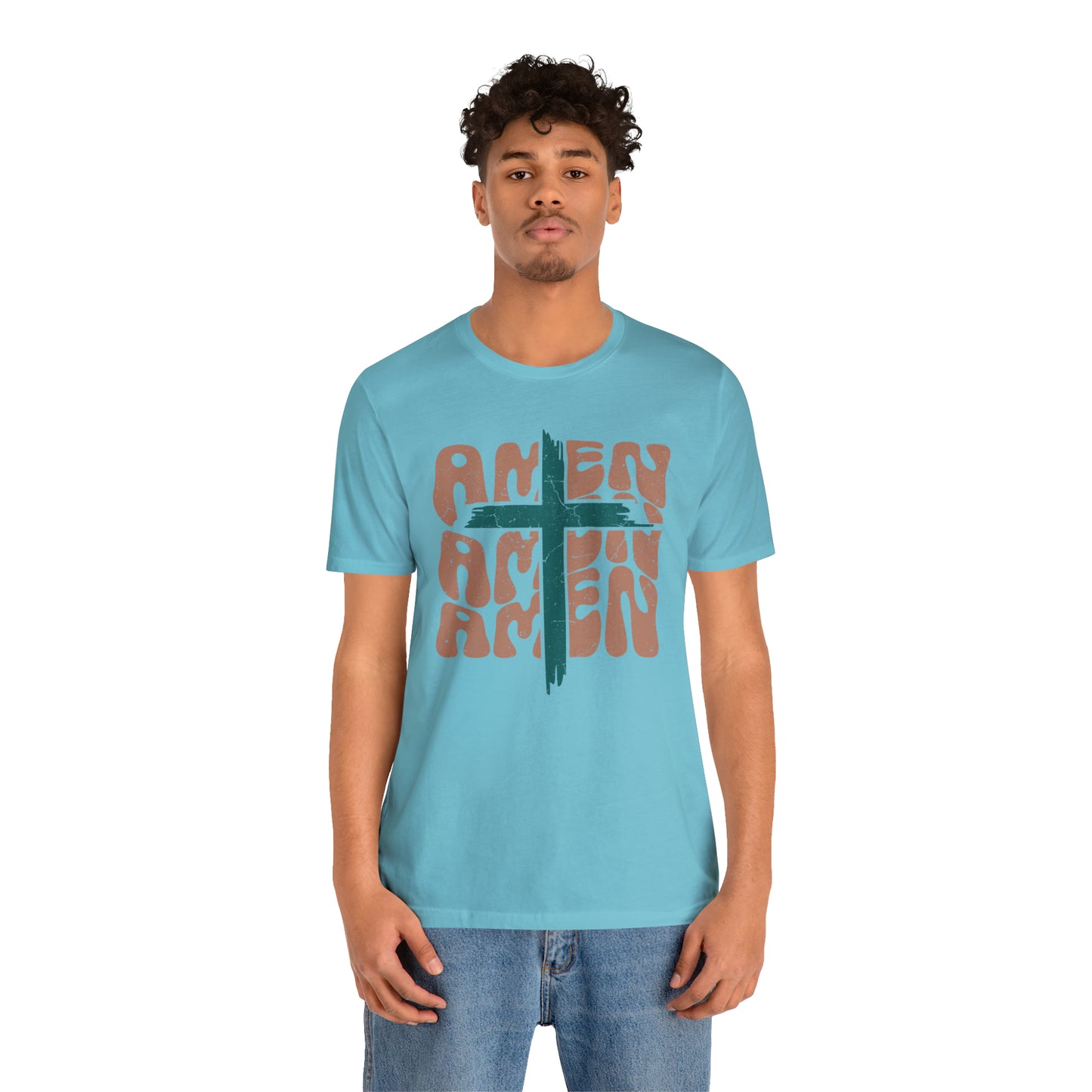 Amen Amen Amen with Cross Boho Color T-Shirt