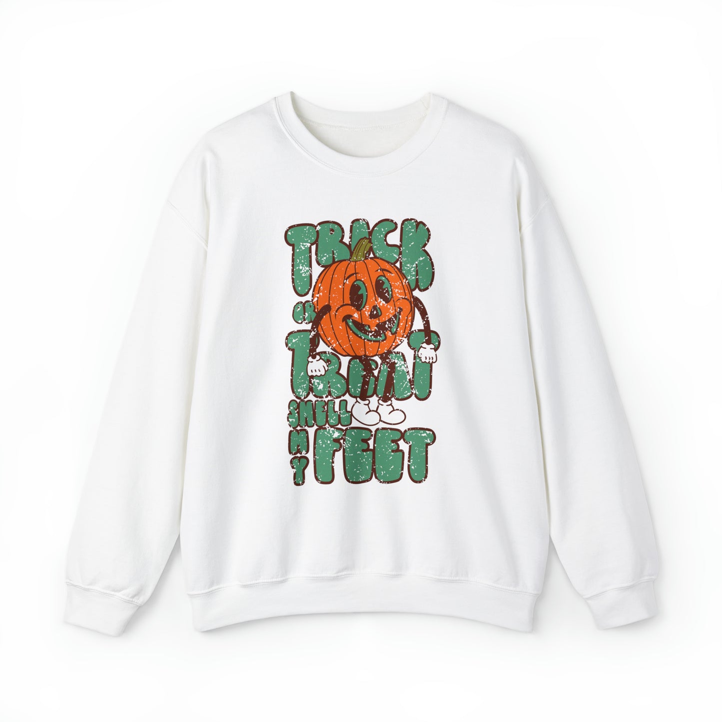 Distressed Trick or Treat Smell My Feet Heavy Blend™ Crewneck Sweatshirt