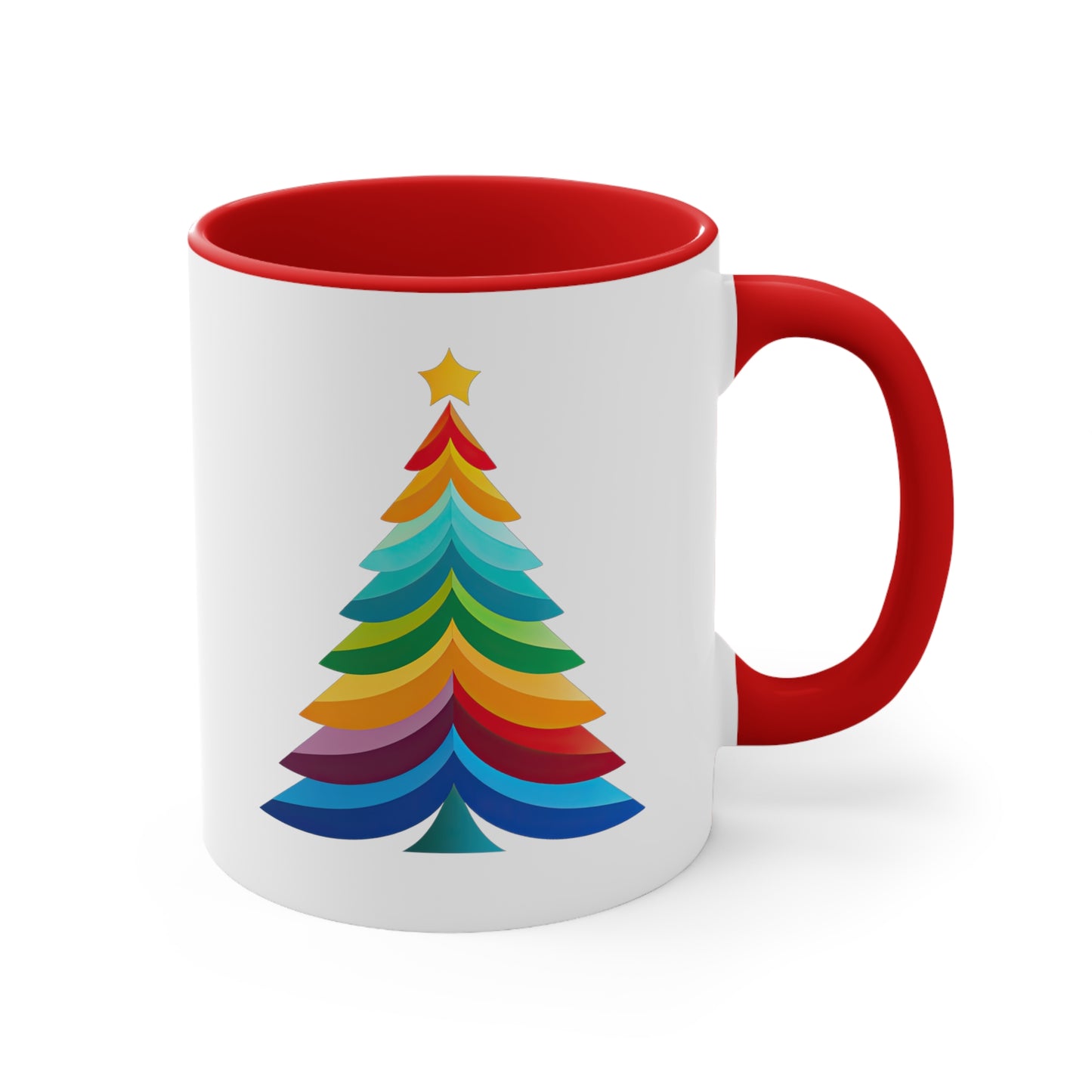 Layered Rainbow Christmas Tree Accent Coffee Mug, 11oz