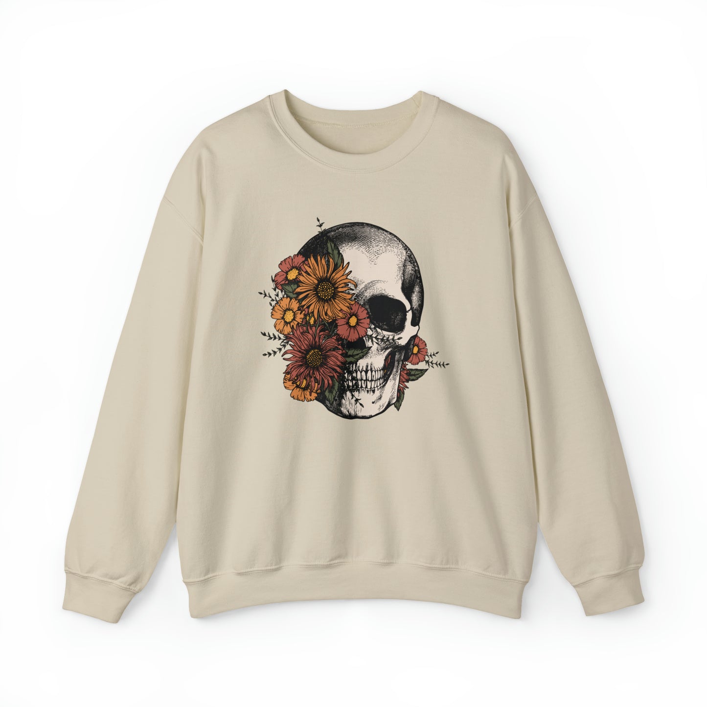 Boho Skeleton Fall Halloween Retro Warm Colored  Unisex Heavy Blend™ Crewneck Sweatshirt