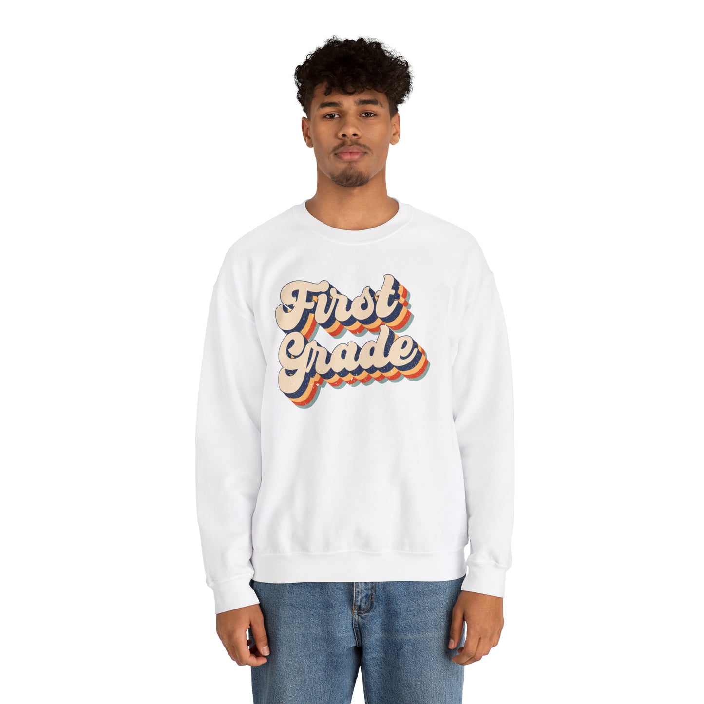 Retro 1st Grade Unisex Heavy Blend™ Crewneck Sweatshirt