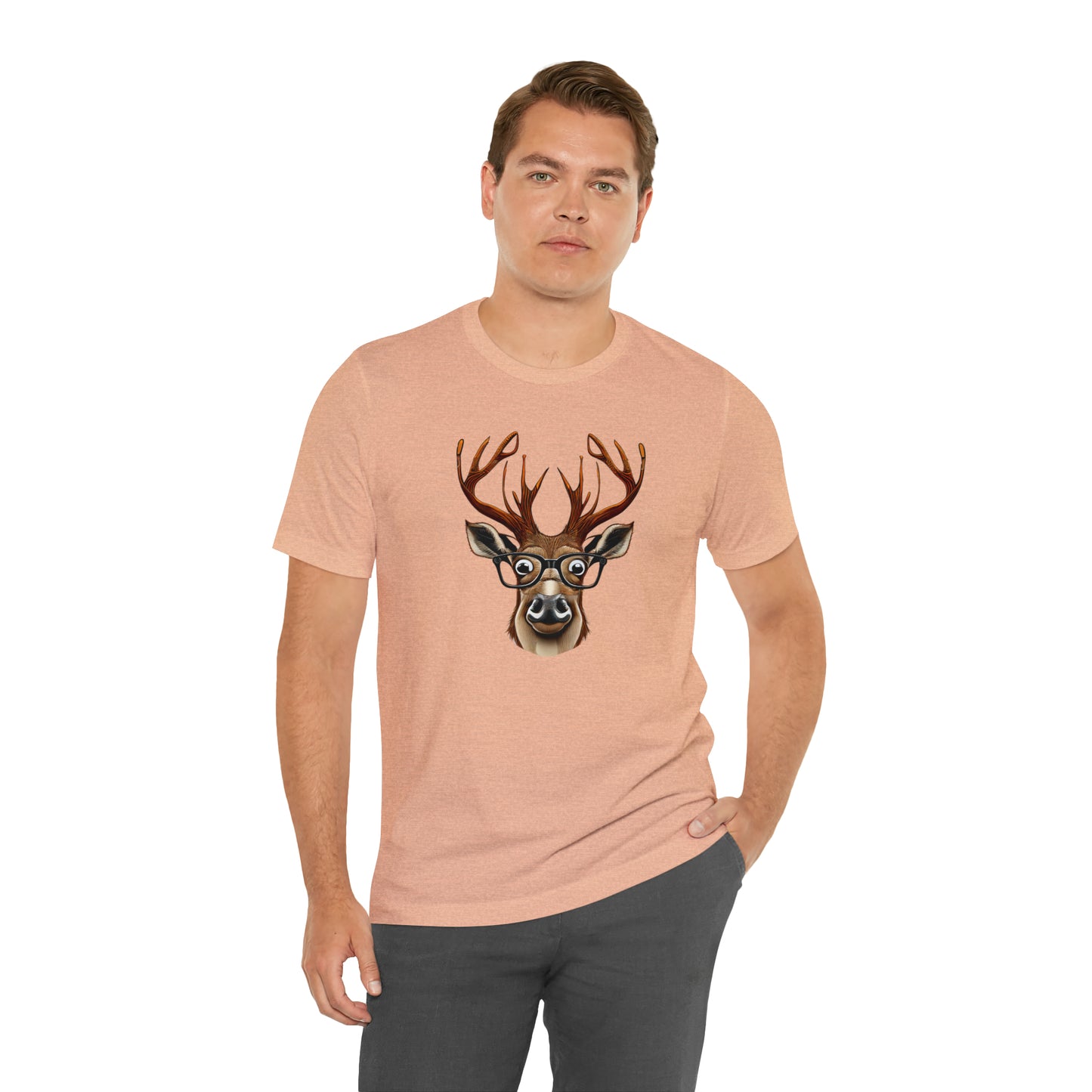 Deer/ Reindeer with Glasses Country and Christmas Unisex Jersey Short Sleeve Tee