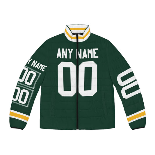 Green Bay Any Name & Number Game Day Men's Puffer Coat/ Jacket