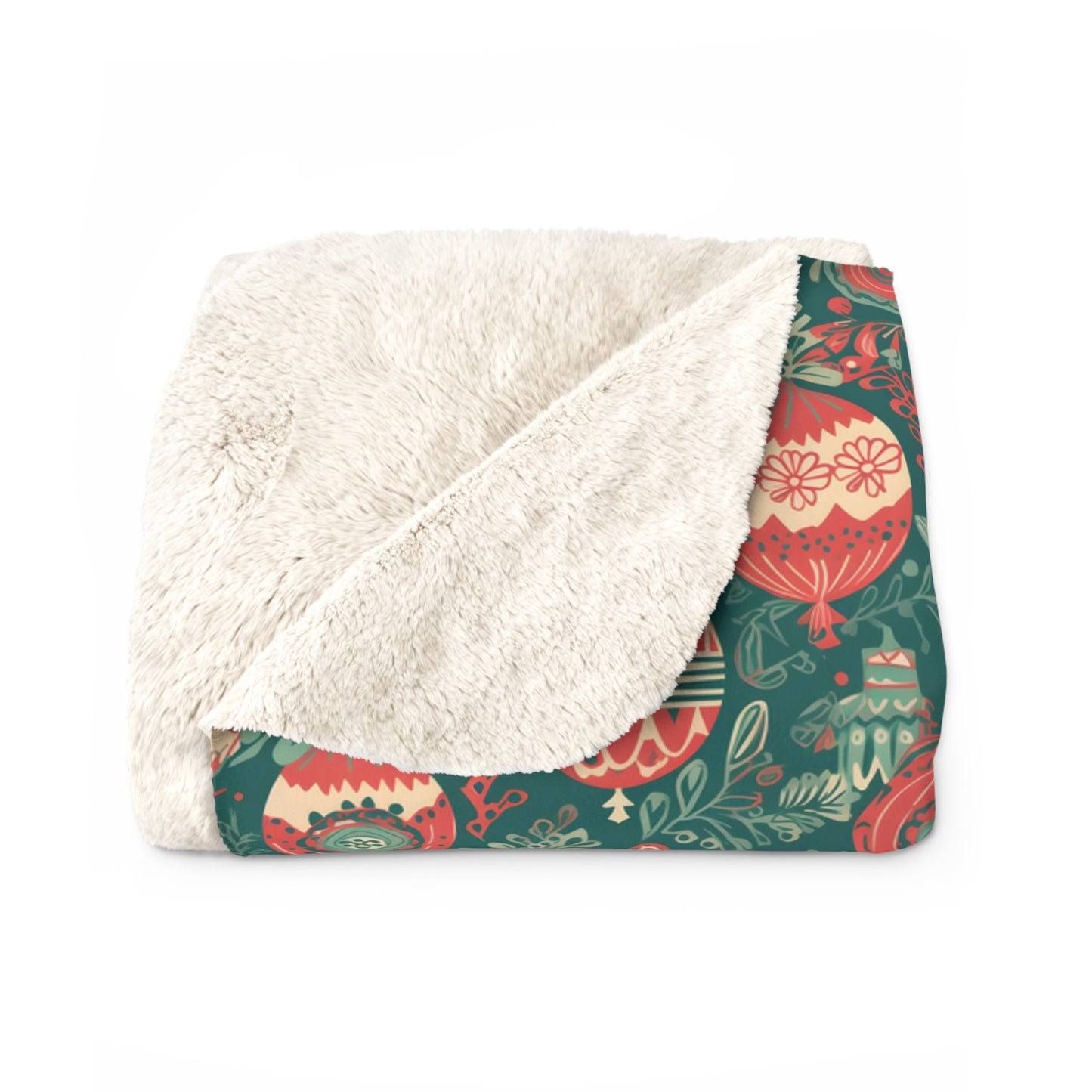 Boho Green Botanical Sherpa Fleece Blanket