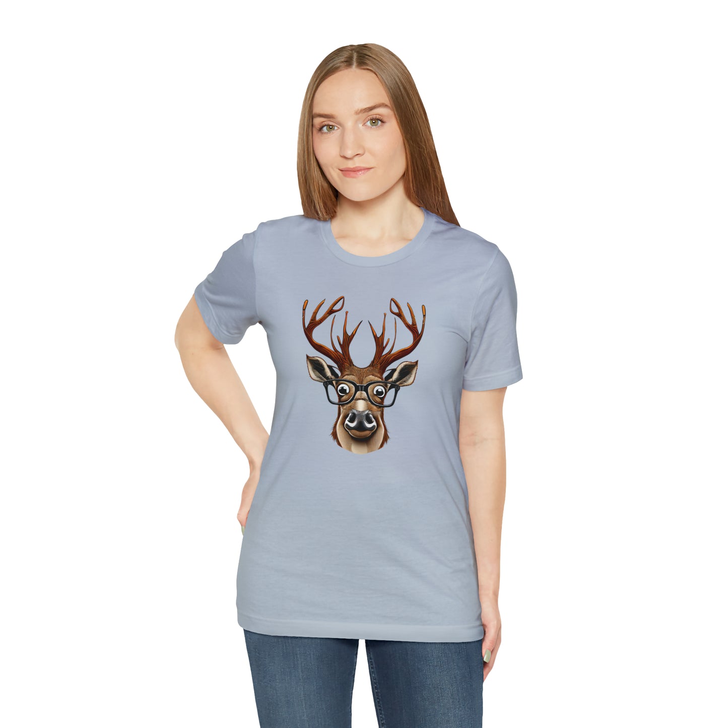 Deer/ Reindeer with Glasses Country and Christmas Unisex Jersey Short Sleeve Tee