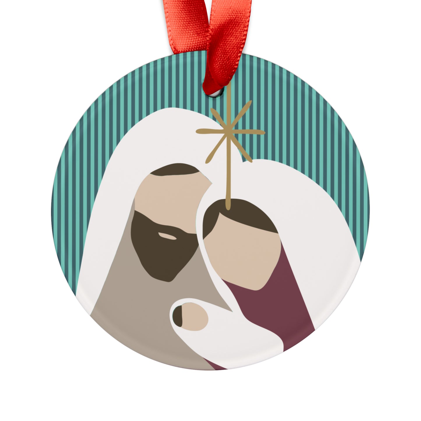 Holy Family Acrylic Ornament with Ribbon