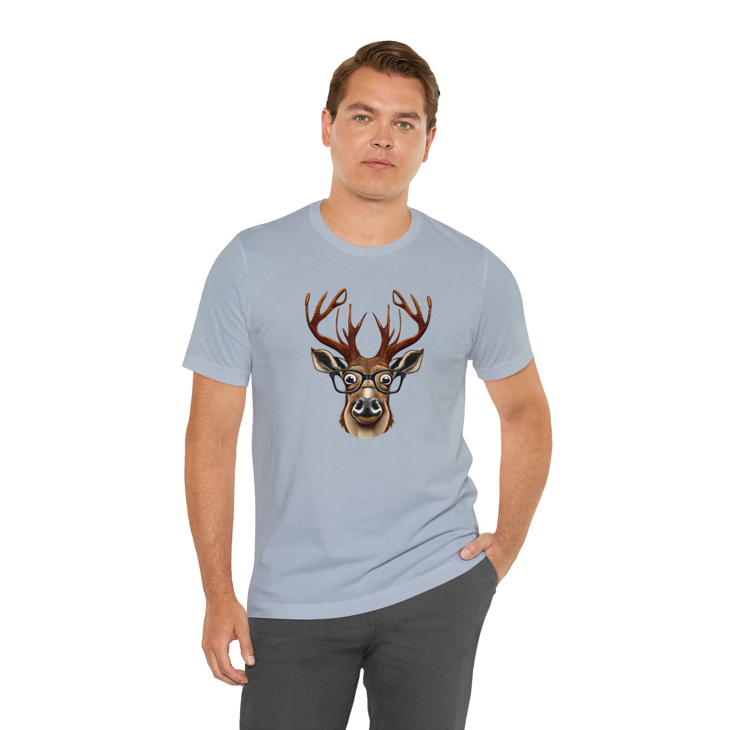 Deer/ Reindeer with Glasses Country and Christmas Unisex Jersey Short Sleeve Tee