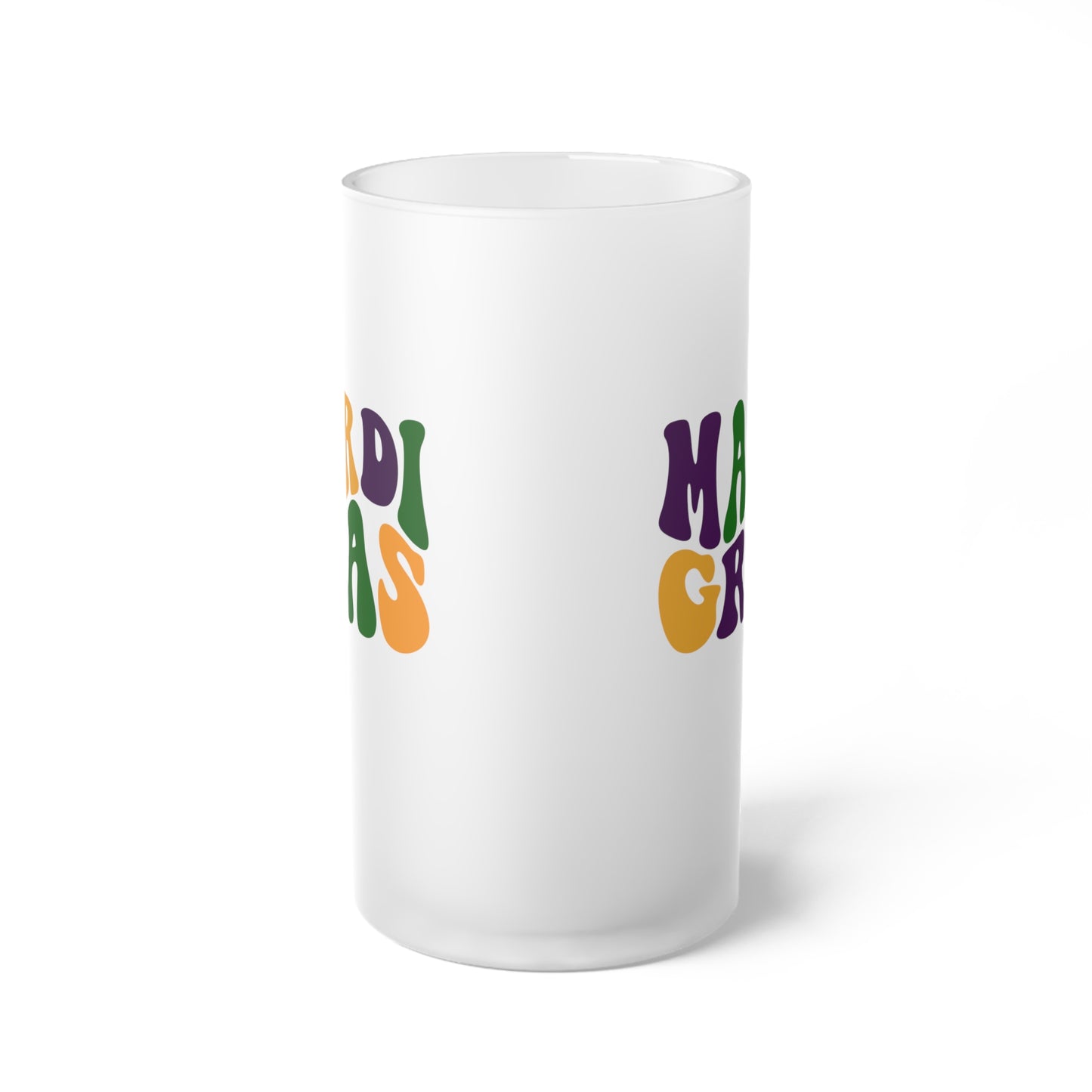 Mardi Gras Wave Frosted Glass Beer Mug