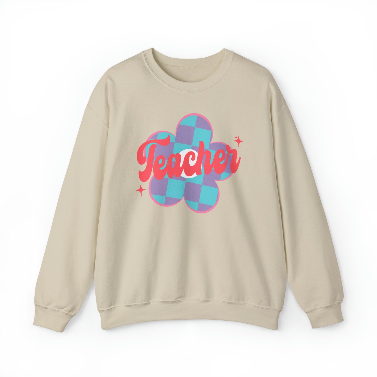 Plaid Daisy Teacher Heavy Blend™ Crewneck Sweatshirt