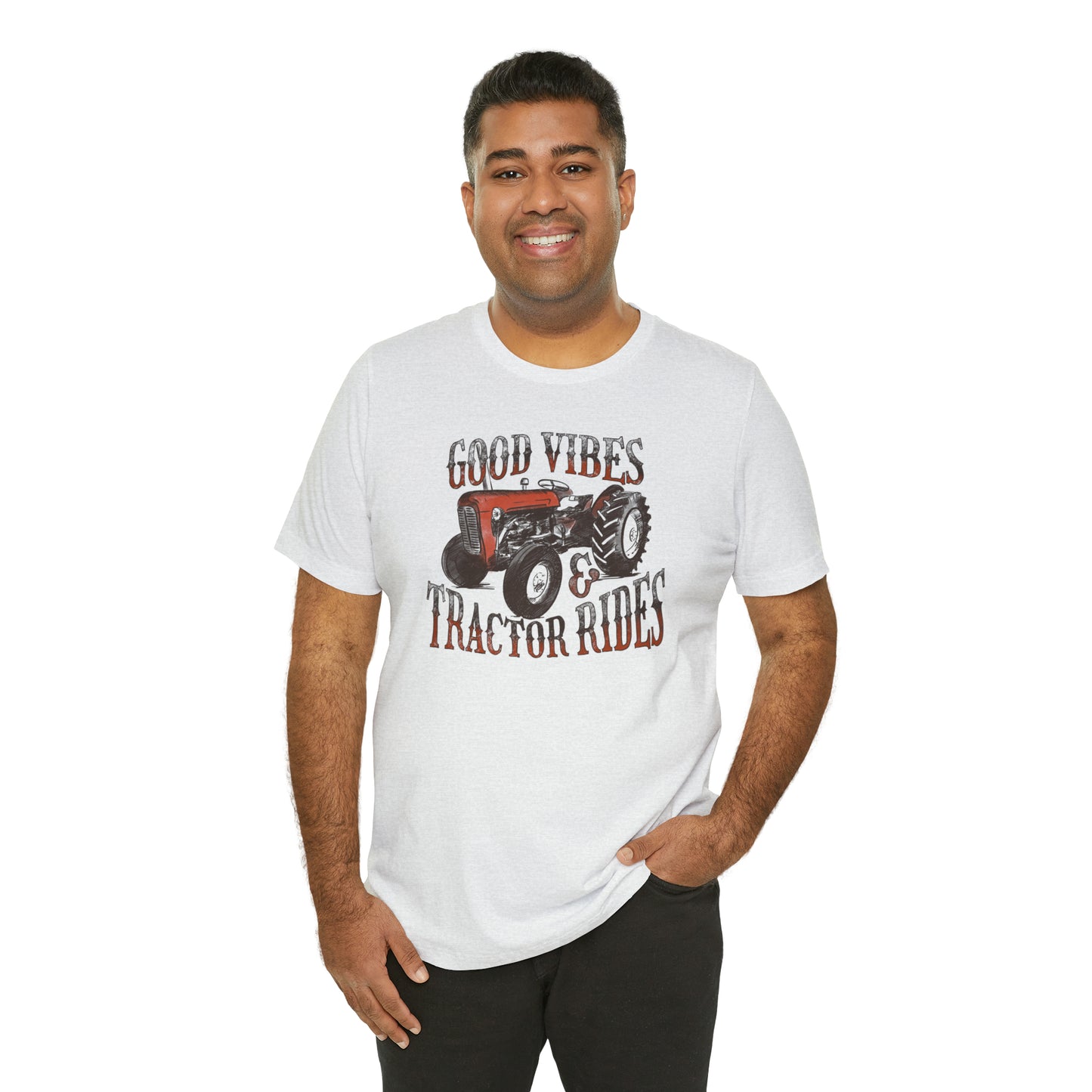 Vintage Good Vibes and Tractors Unisex Jersey Short Sleeve Tee