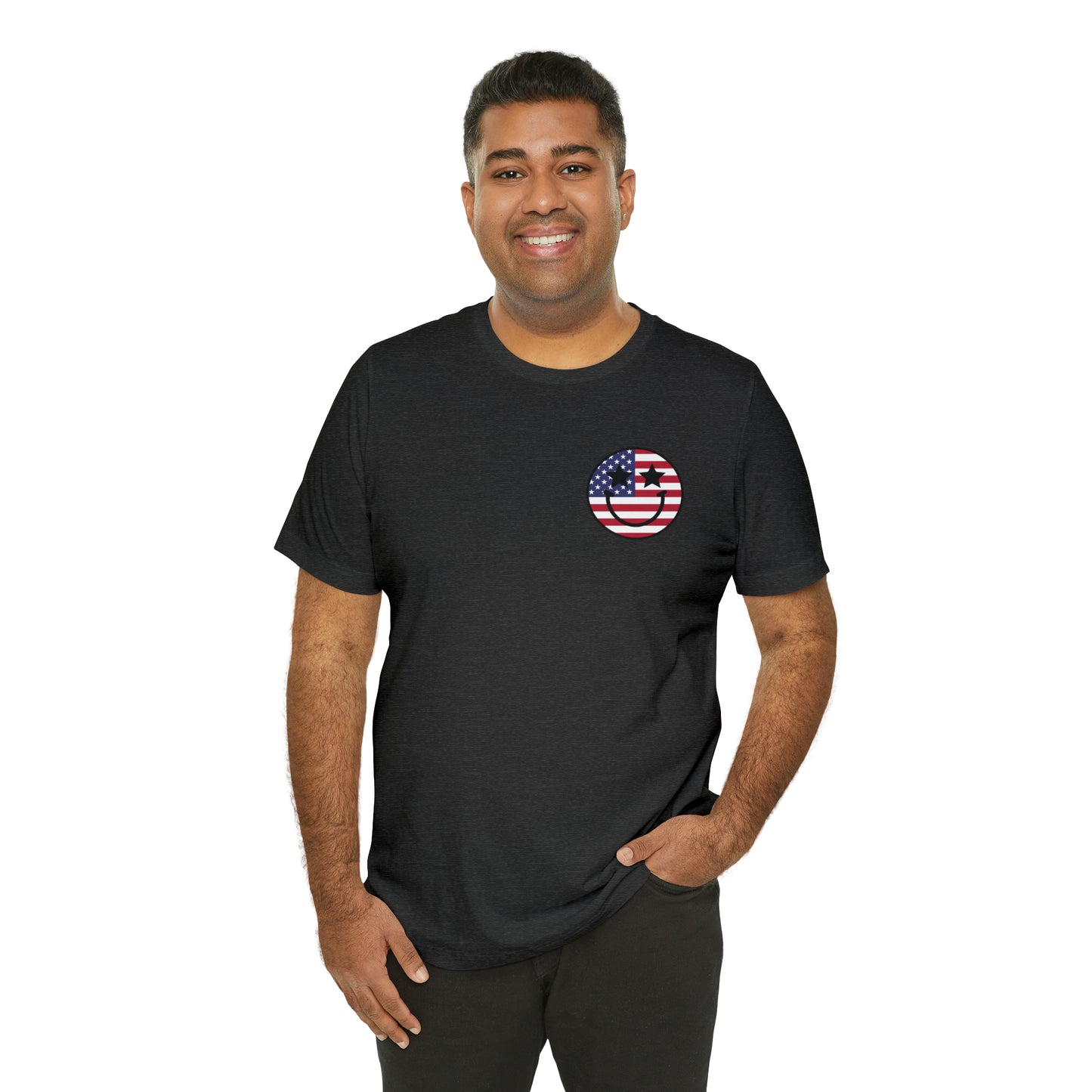 "Jesus Christ Stars and Stripes" (Front and Back Design) Unisex Jersey Short Sleeve Tee