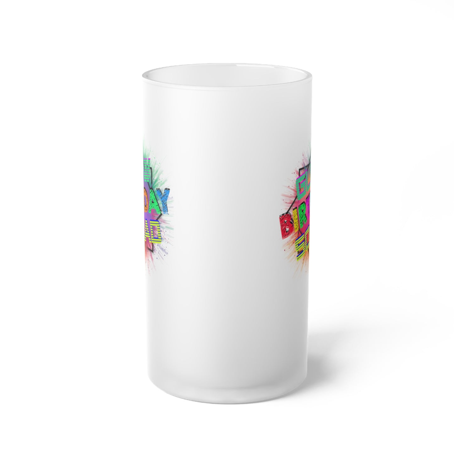 Glow Birthday Squad Frosted Glass Beer Mug