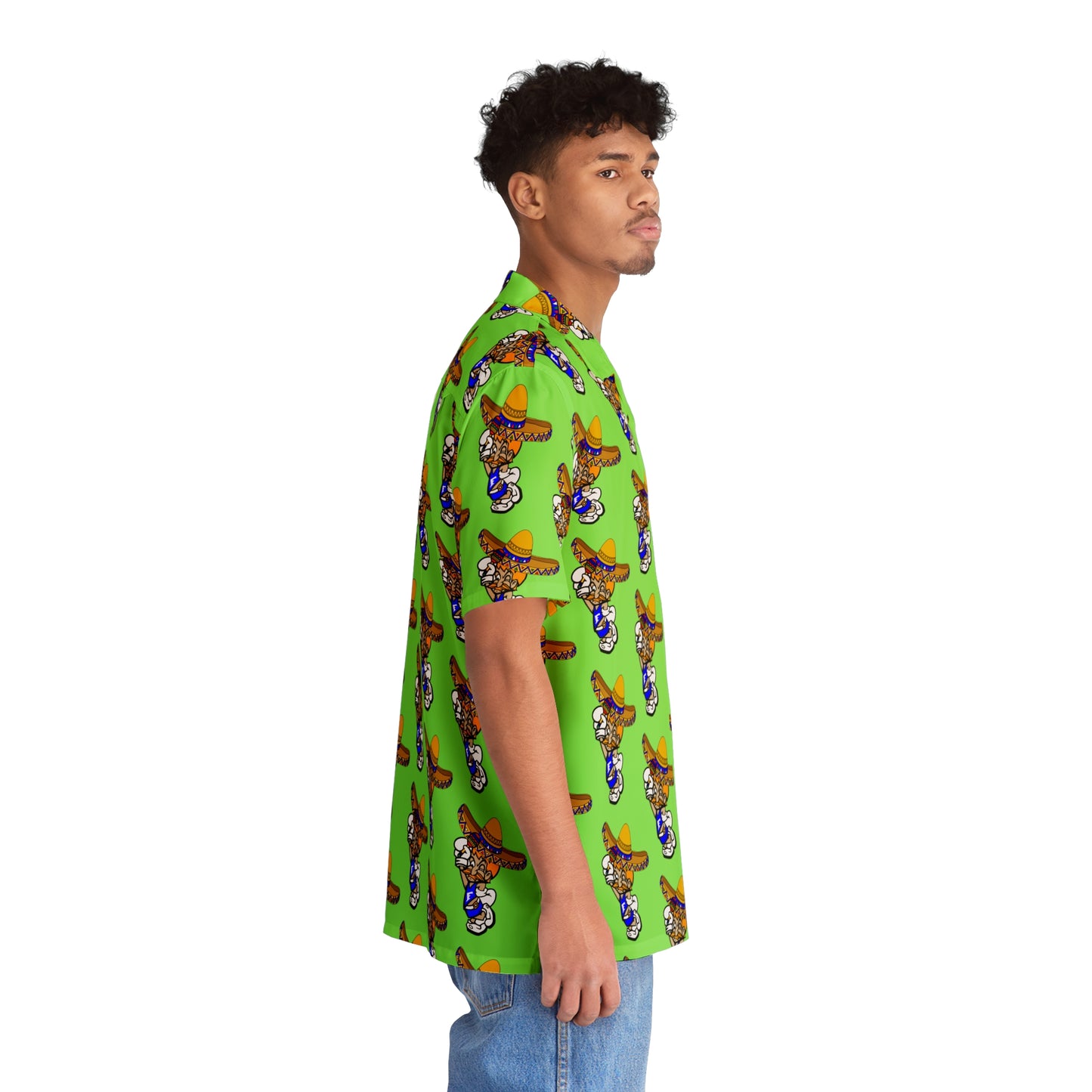 Freeburg Sombrero Midget Men's Hawaiian Shirt - Lime Green