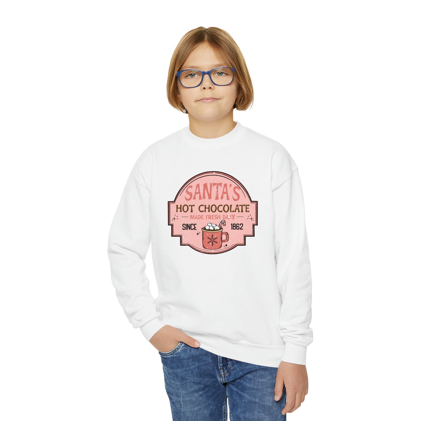 YOUTH - Santa's Hot Chocolate Christmas/ Holiday Youth Crewneck Sweatshirt