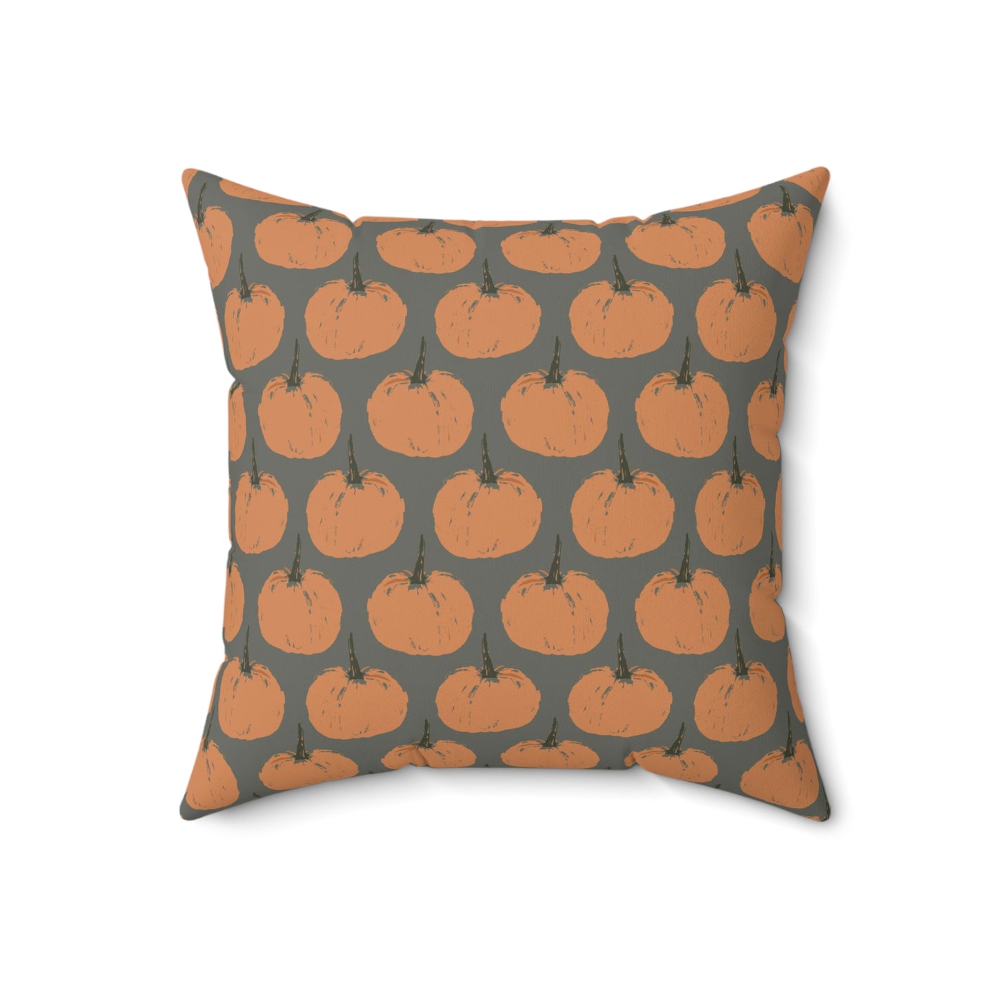 Simple Pumpkin Green Fall/ Halloween Spun Polyester Square Pillow