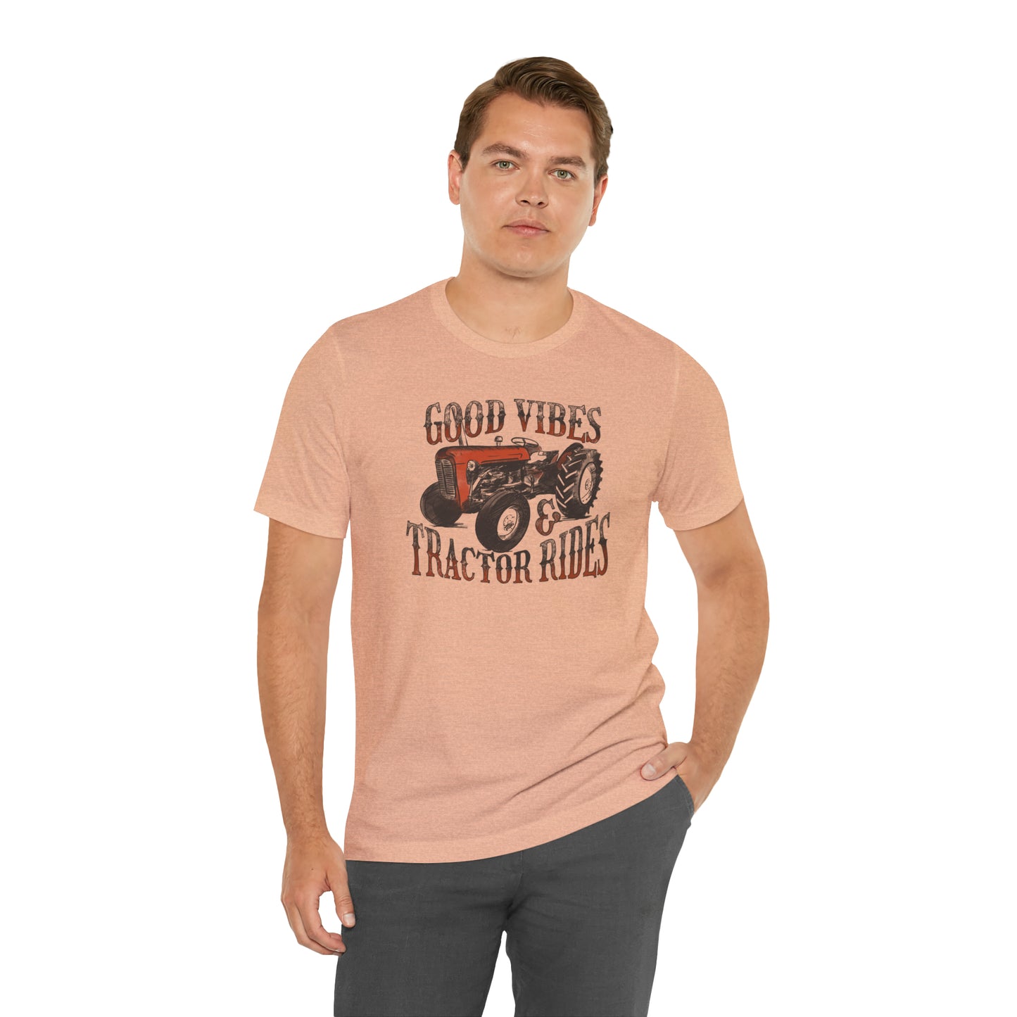 Vintage Good Vibes and Tractors Unisex Jersey Short Sleeve Tee