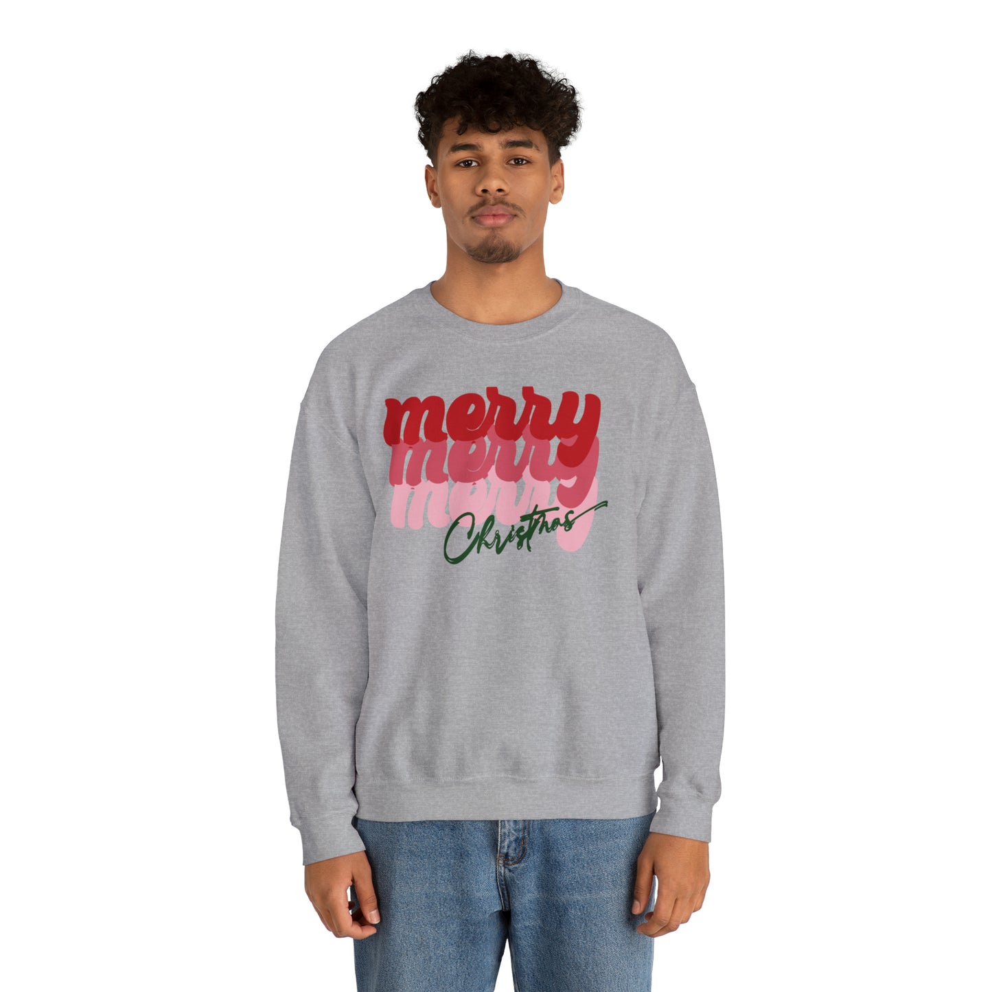 Merry Merry Merry Christmas Unisex Heavy Blend™ Crewneck Sweatshirt