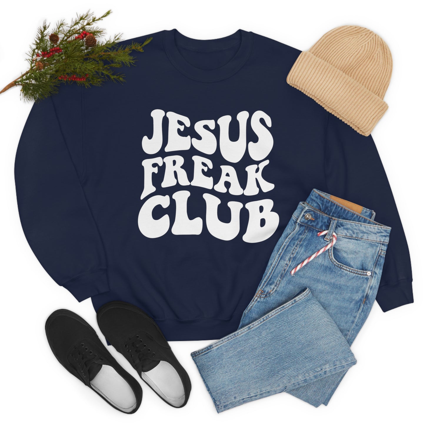 Vintage Jesus Freak Club White Logo Unisex Heavy Blend™ Crewneck Sweatshirt