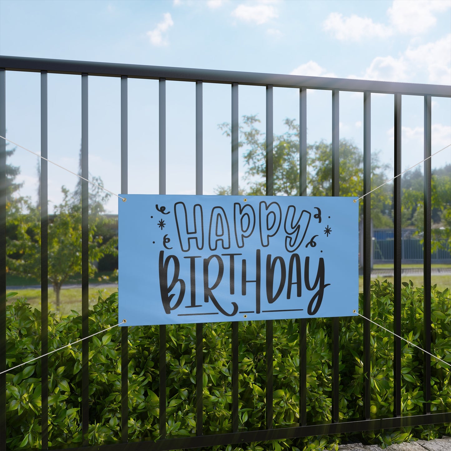 Happy Birthday Matte Banner - Light Blue