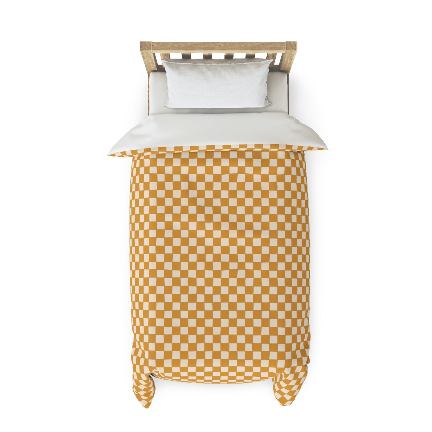 Boho Gold and Cream Checkerboard Duvet Cover