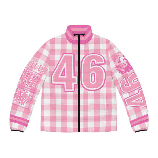 Dolly 46 Pink Checkerboard Game Day Men's Puffer Coat/ Jacket