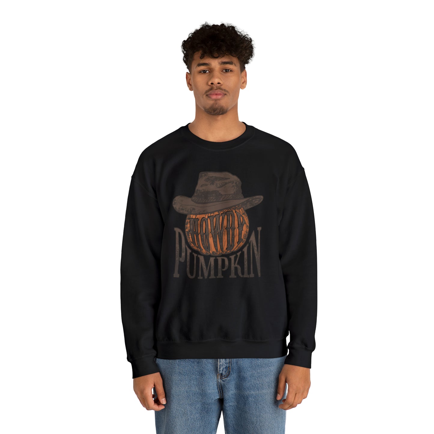 Howdy Pumpkin Fall Halloween Retro Warm Colored  Unisex Heavy Blend™ Crewneck Sweatshirt