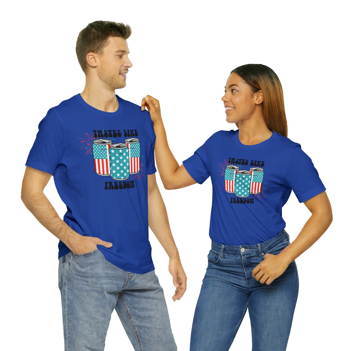 American USA Tastes Like Freedom Beverage Can Unisex Jersey Short Sleeve Tee