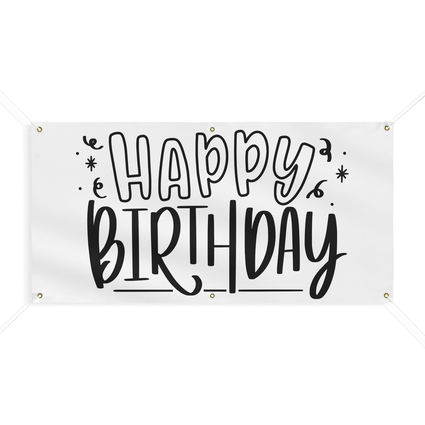 Happy Birthday Matte Banner - White