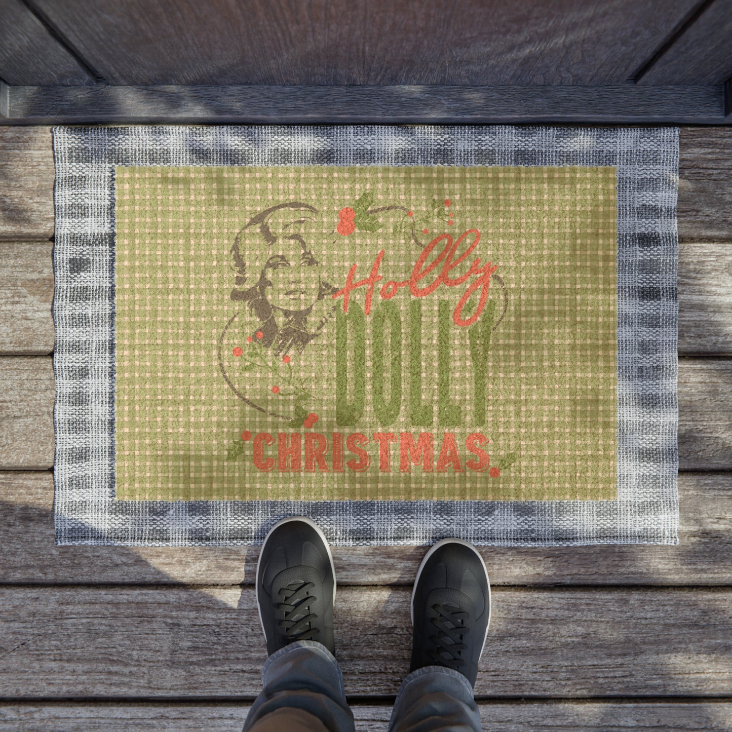 Holly Dolly Christmas Coir Mat