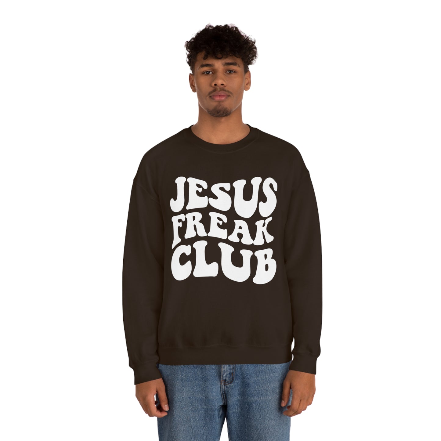 Vintage Jesus Freak Club White Logo Unisex Heavy Blend™ Crewneck Sweatshirt