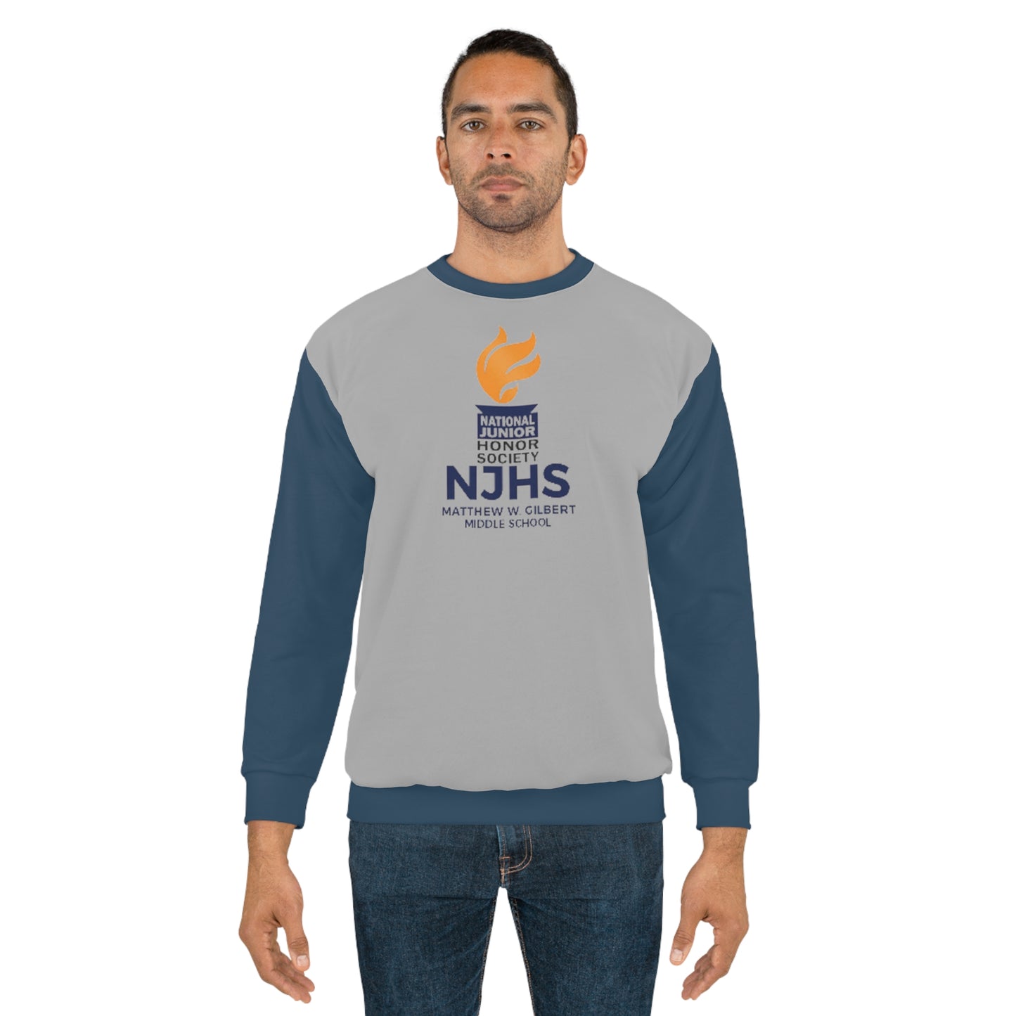 NJHS National Junior Honor Society Two Toned Sweatshirt with Logo and School Name