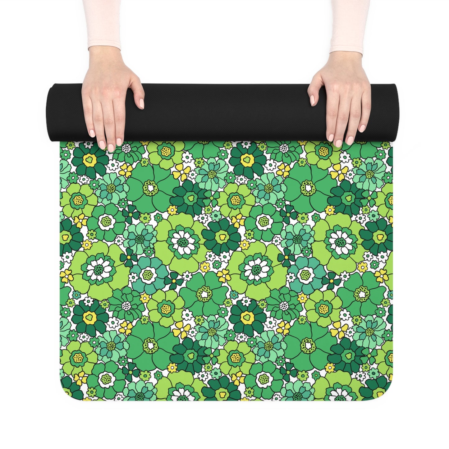 Retro Green Floral St. Patrick's Pattern Rubber Yoga Mat