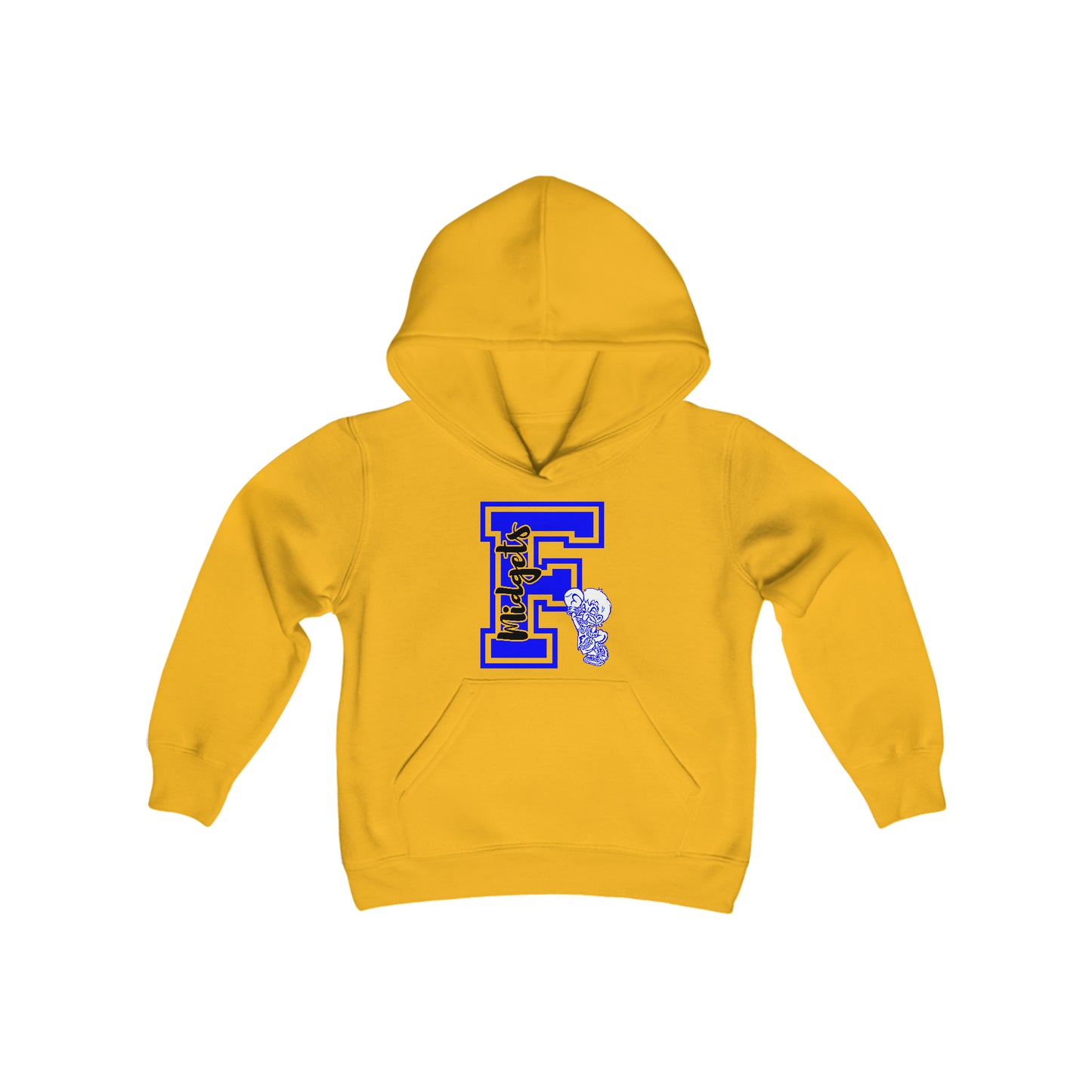 YOUTH - Give me an F - Freeburg Midgets Logo Youth Heavy Blend Hooded Sweatshirt