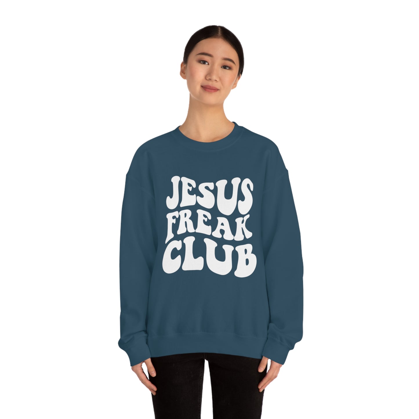 Vintage Jesus Freak Club White Logo Unisex Heavy Blend™ Crewneck Sweatshirt