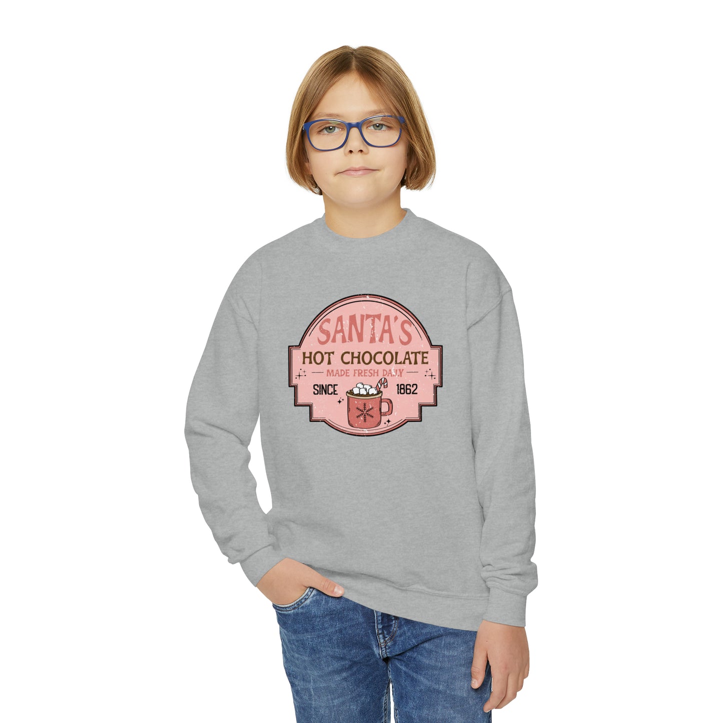 YOUTH - Santa's Hot Chocolate Christmas/ Holiday Youth Crewneck Sweatshirt