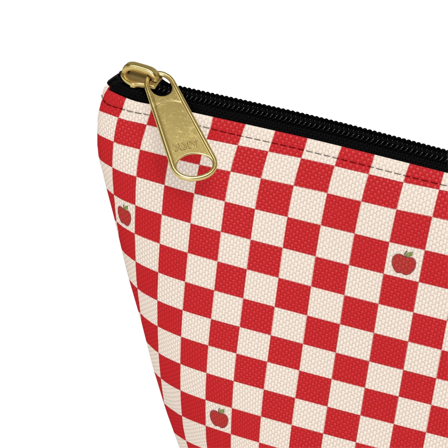 Rustic Apple Red Checkered Print Design Accessory Pouch w T-bottom