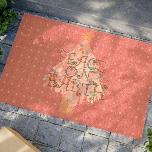 Peace on Earth Christmas/ Holiday Coir Mat